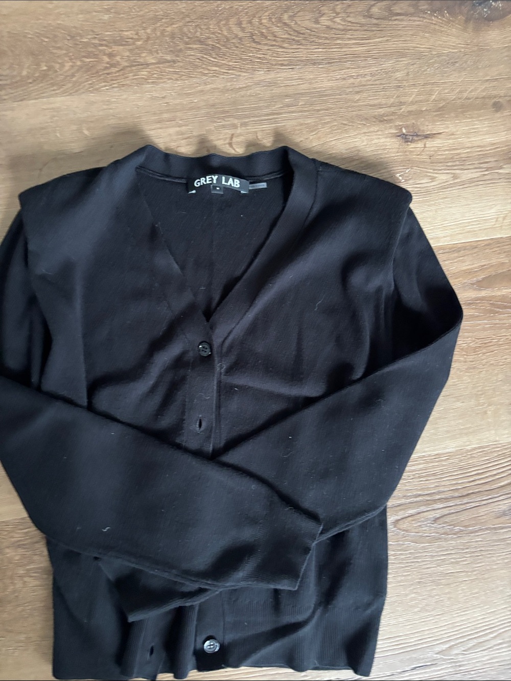 GREY LAB Black Classic V-Neck Button-Up Cardigan